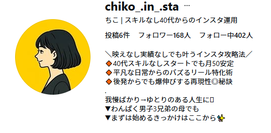 ちこ式インスタアフィリエイトのインスタグラムアカウント